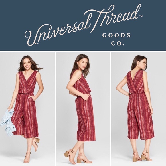 Universal thread red crop jumpsuit - Picture 2 of 4
